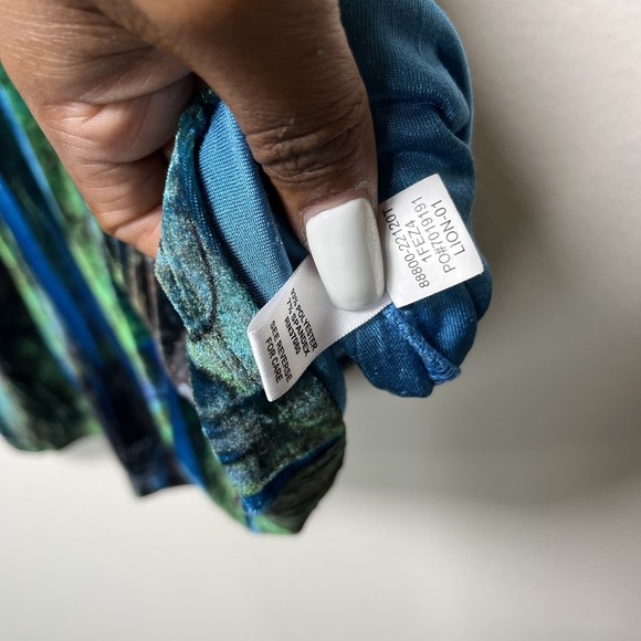 Women‎ Y2K Crushed Velvet Babydoll Top 1X Blue Green Empire Waist 3/4 Sleeve - Picture 6 of 10